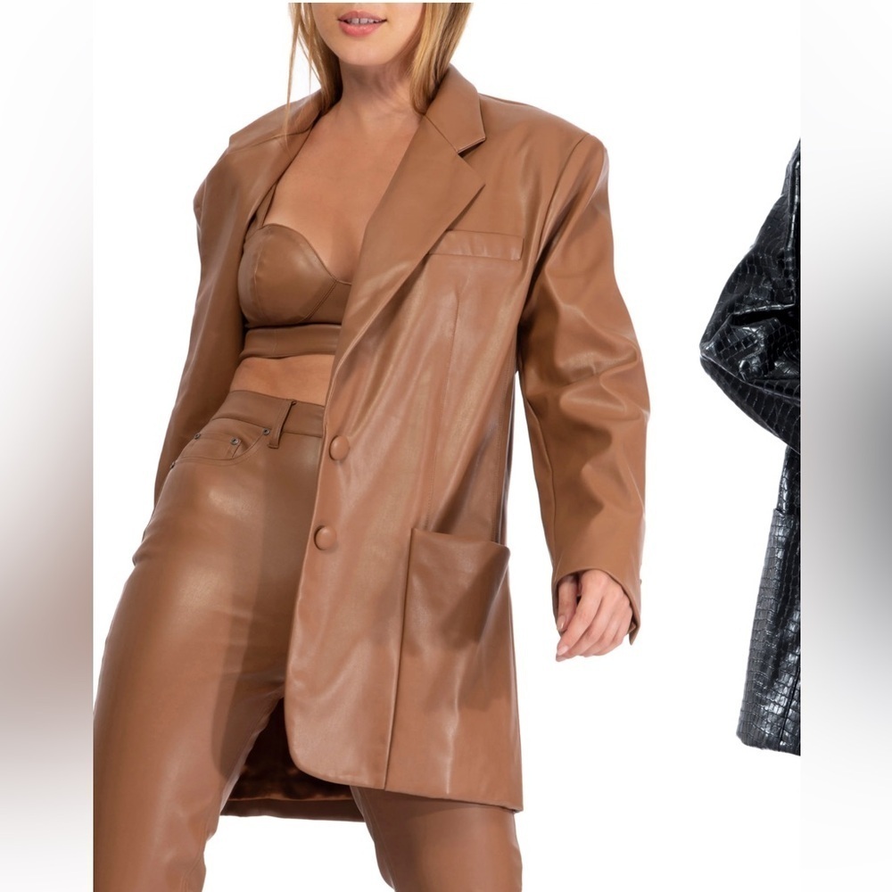 AFRM Veagan Faux Camel Leather Jacket‎